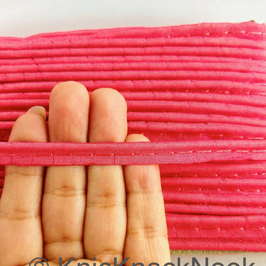 2mm Flanged Insertion Piping on 9mm Band, Watermelon Pink Art Silk Fabric Trim, Cord piping Trim